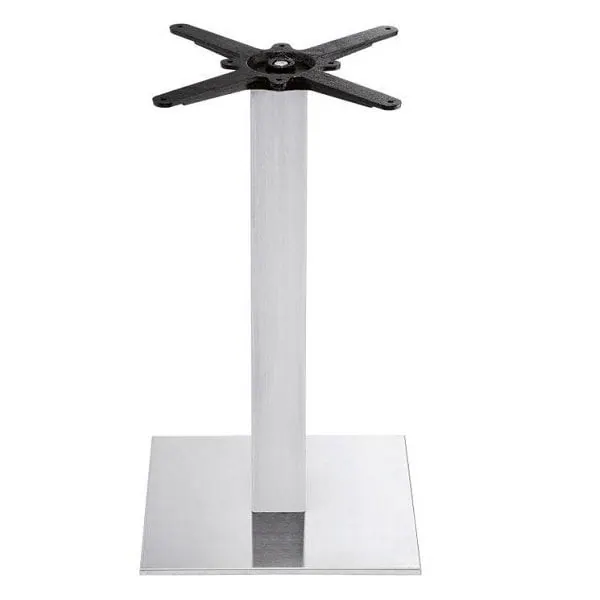Baltimore Small Square Table Base – Brushed Steel