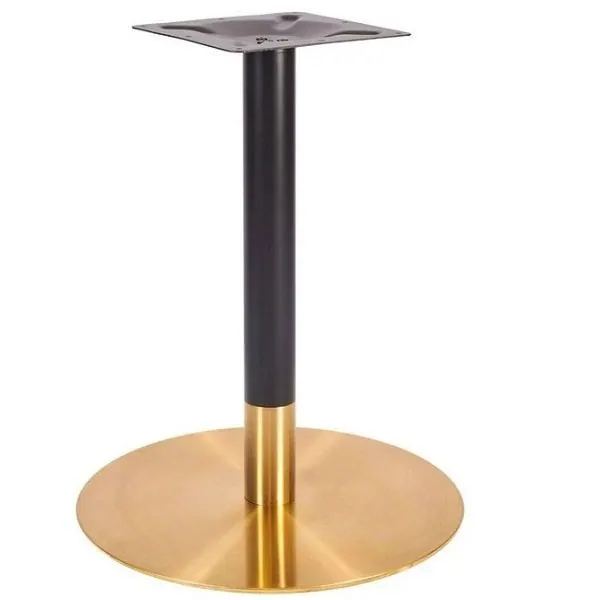 Vintage Brass Large Round Table Base - Black Column