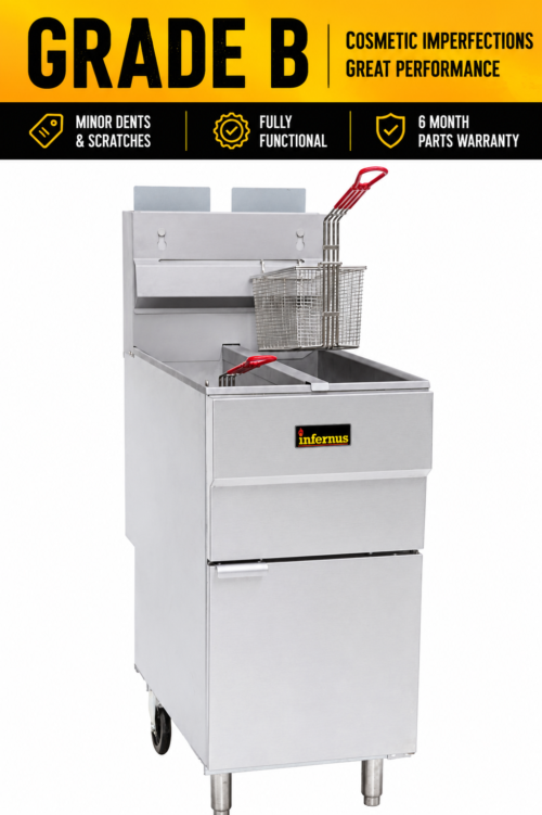 Grade B – Infernus Free Standing Slimline Twin Tank Gas Fryer – 2 x 11 Litres
