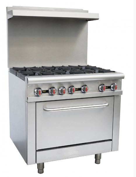 Infernus 6 Burner Commercial Gas Range Oven with Splashback – 44kW